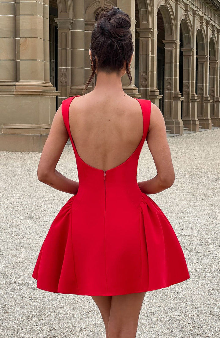 Yalina Mini Dress - Red - Celestia Couture