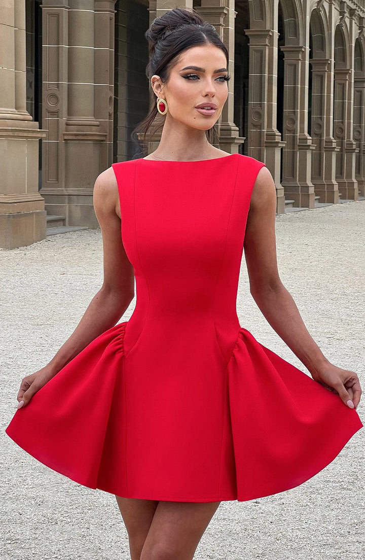 Yalina Mini Dress - Red - Celestia Couture