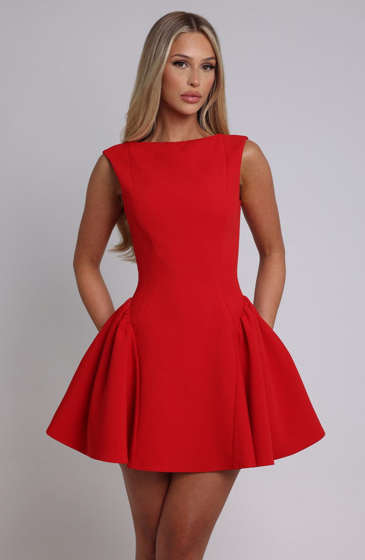 Yalina Mini Dress - Red - Celestia Couture