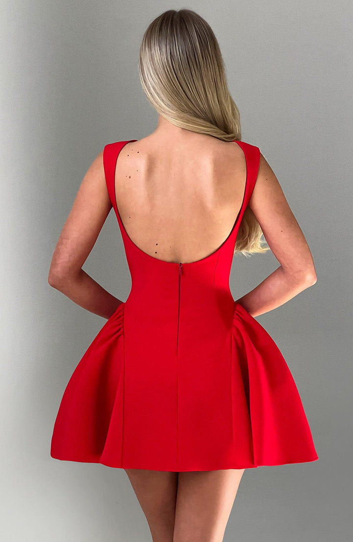 Yalina Mini Dress - Red - Celestia Couture