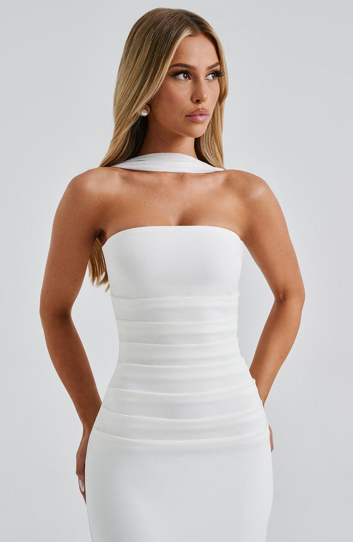 Yulia Maxi Dress - Ivory - Celestia Couture