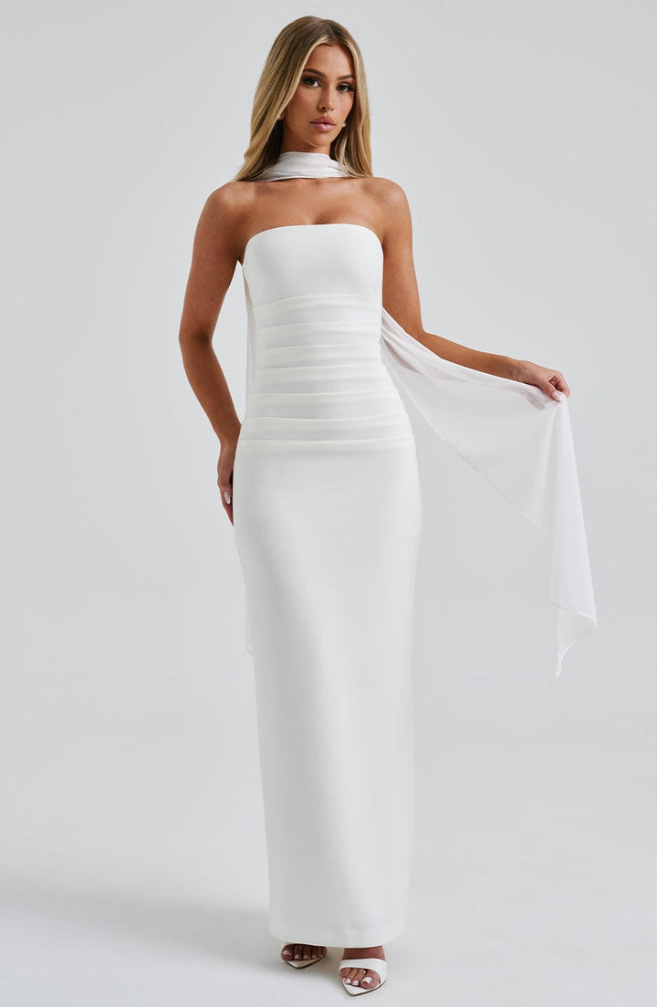 Yulia Maxi Dress - Ivory - Celestia Couture