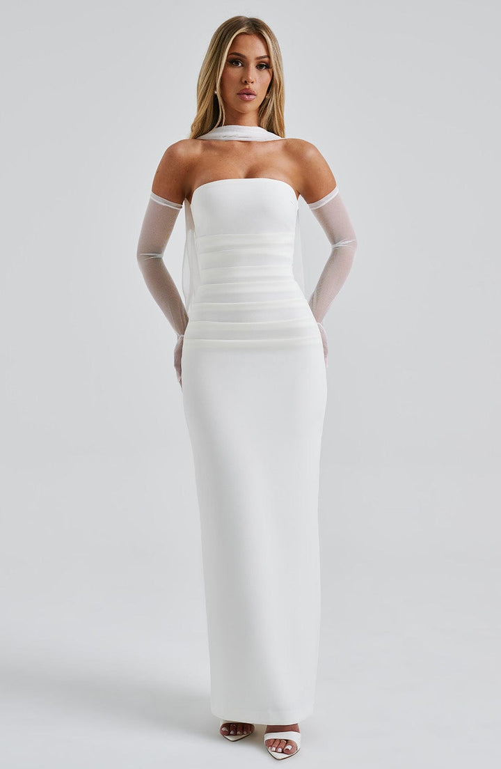 Yulia Maxi Dress - Ivory - Celestia Couture